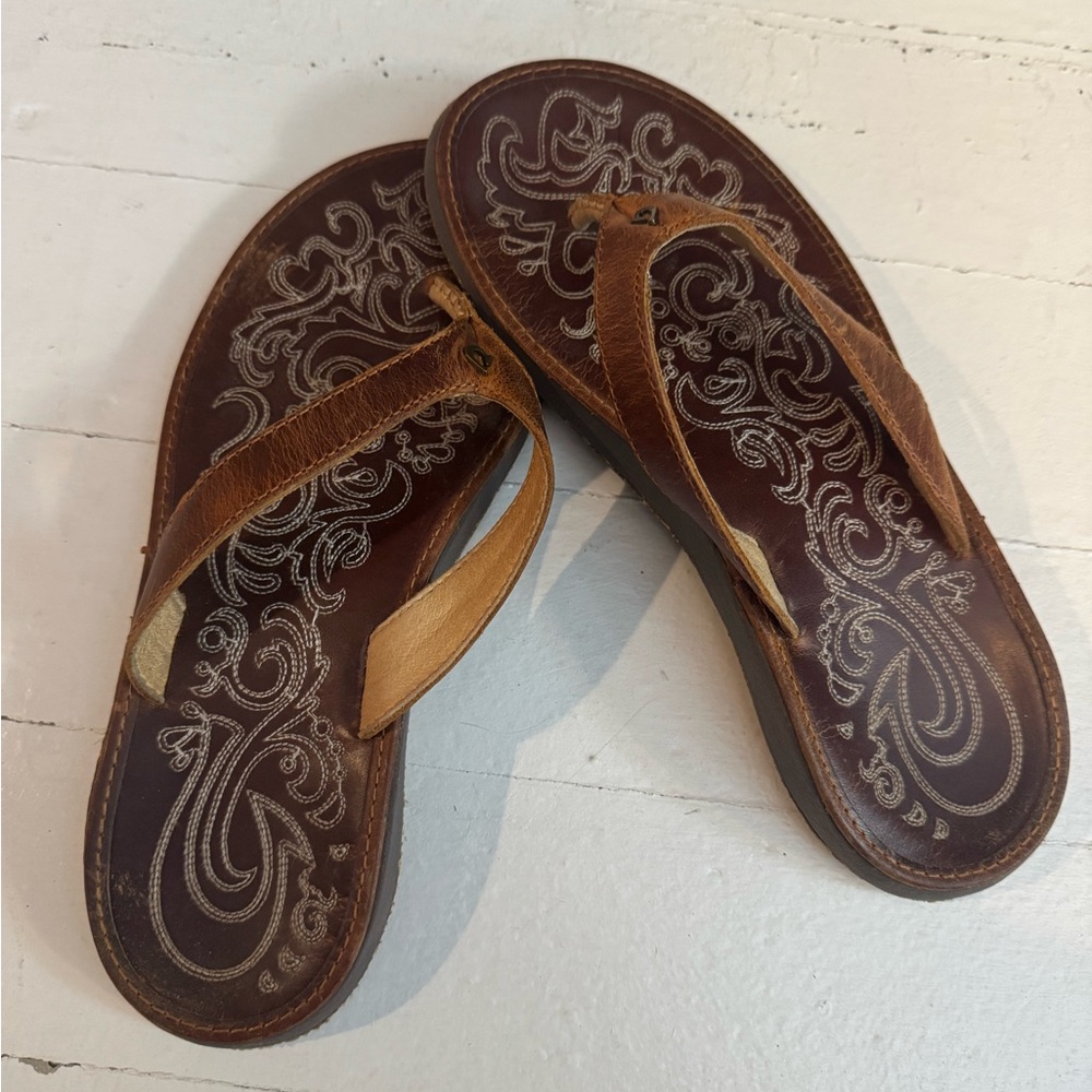 OluKai Brown and Tan Sandals